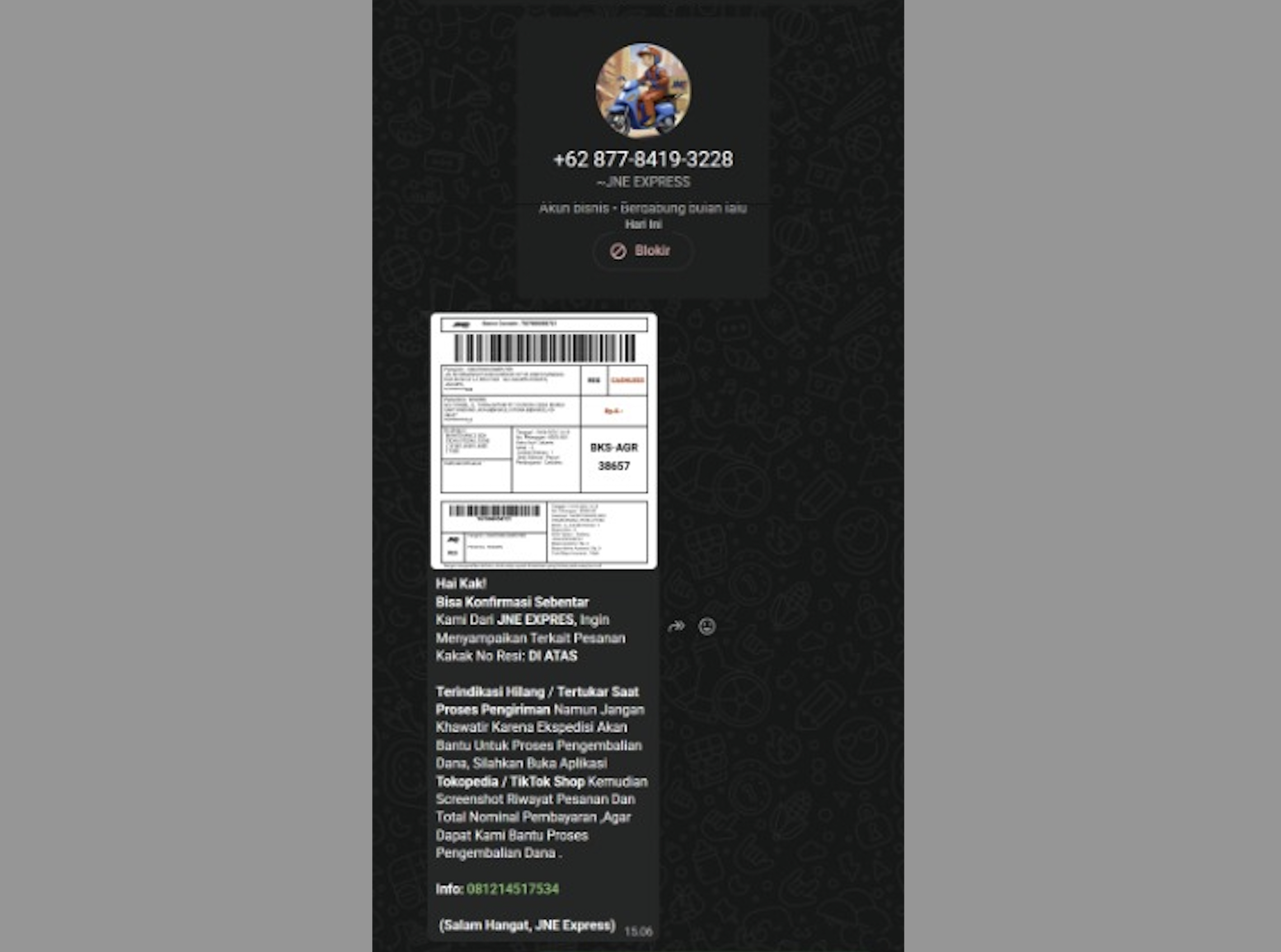 penipuan kurir JNE WhatsApp QRIS penipuan terbaru 2026 cara kerja penipuan refund paket kenapa penipu tahu data resi apakah QRIS bisa menerima uang